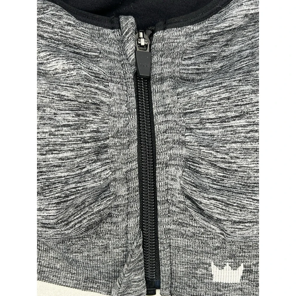 SHEFIT‎ Lounge Sports Bra Luxe (L) Zip Front Close Graphite Gray Removable Pads